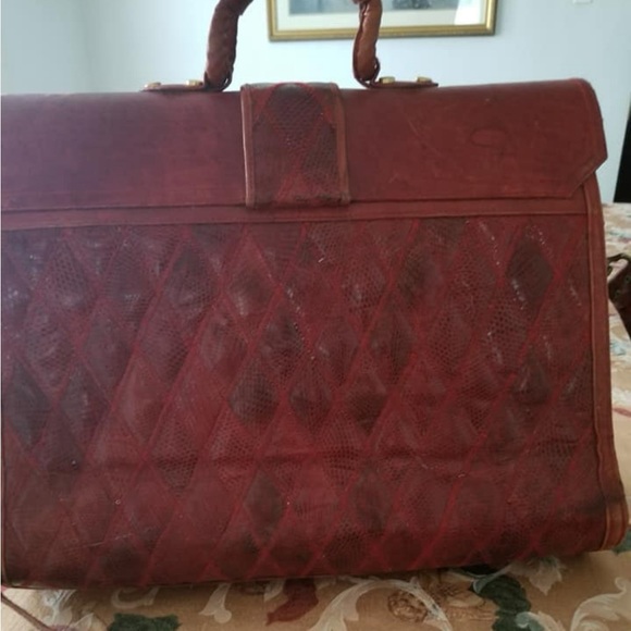Red snakeskin briefcase custom made leather In Africa. - Picture 2 of 3
